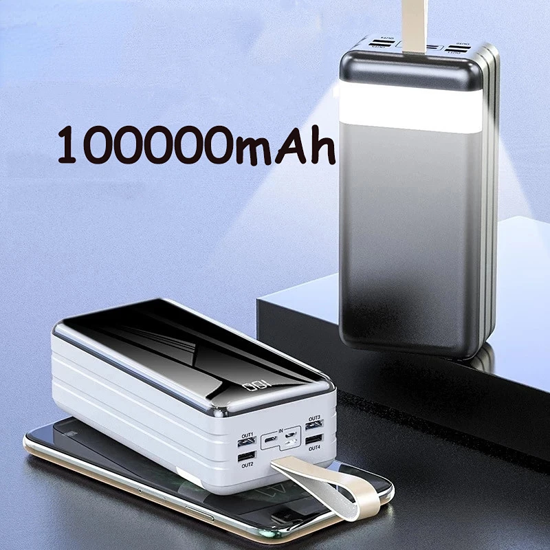 

Cargador de 100000mAh, externa con luz, 4 USB, para Xiaomi, iPhone 12, 13, Samsung S22