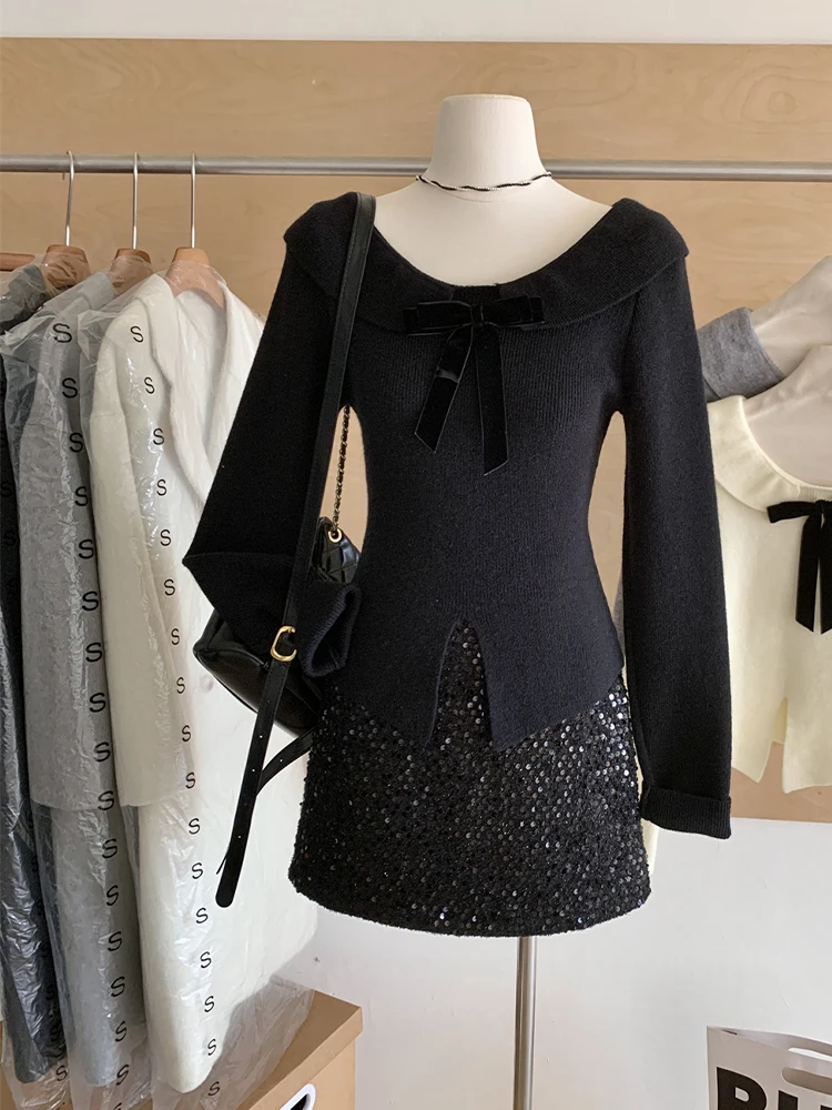 Осень-зима женские пуловеры Shoujo для девочек с длинными рукавами укороченный