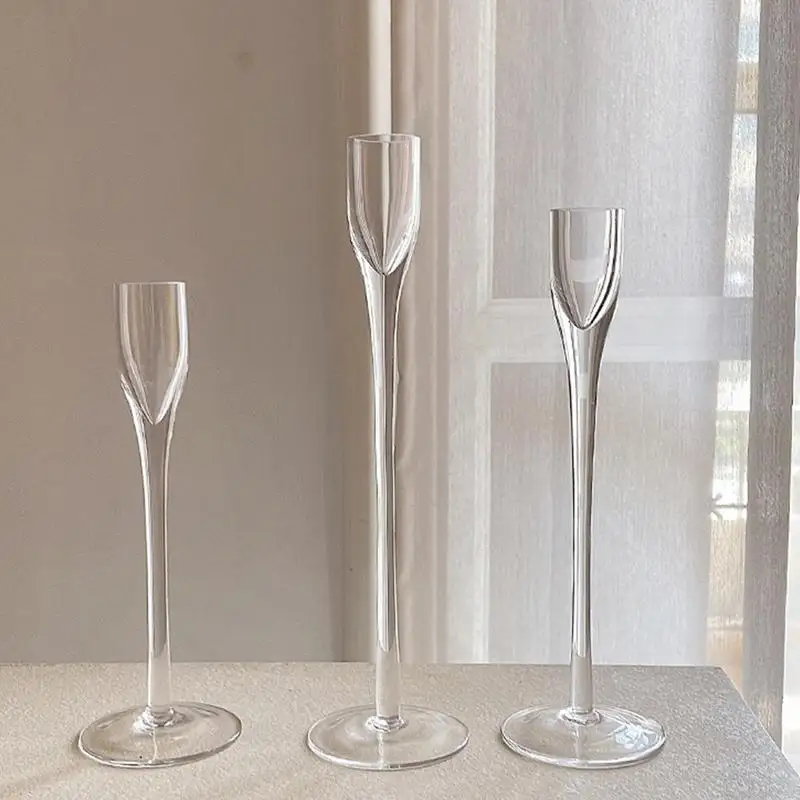 Glass Candlestick Decor For Wedding Pillar Candles Table Centerpieces Decorations Wedding Anniversary Supply