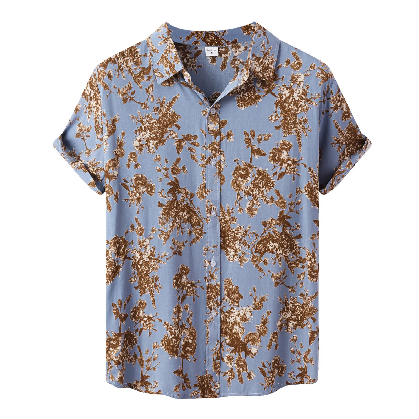 

Men's Casual Fashion Shirt Top Hawaii Floral Printed Loose Top Shirt Short Sleeve Turn-Down Collar Button Lapel Turn Down Collar