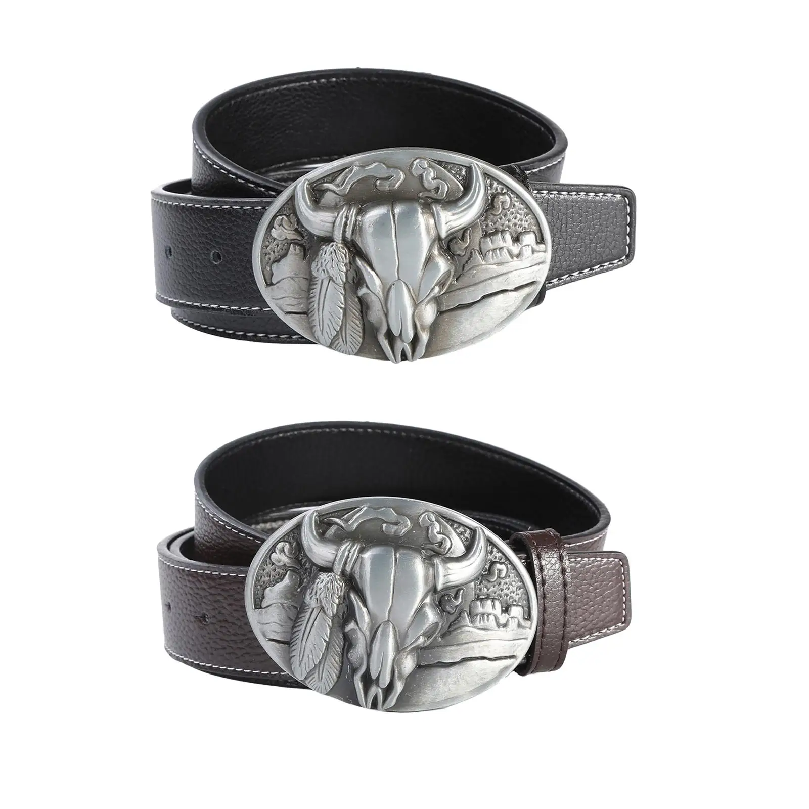 

Mens Belt Retro Style Work Business Dress Belt Metal Buckle Causal Belt