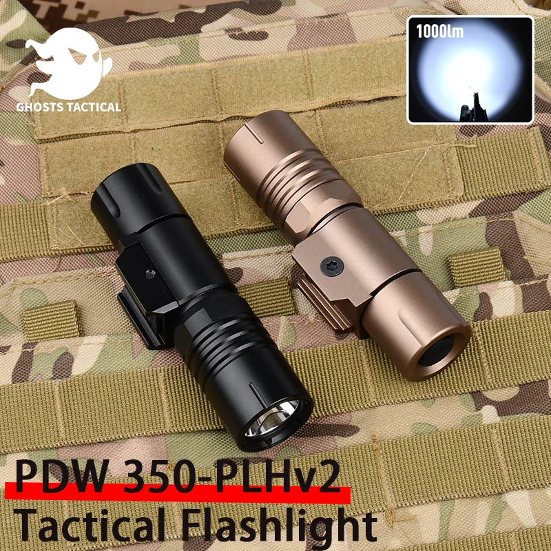 Modlit PLHv2 PDW350 1000 Lumens Tactical Weapon Mini Scout light Airsoft Hunting Gun Rifle Flashlight Lamp Ourdoor Fit 20mm Rai