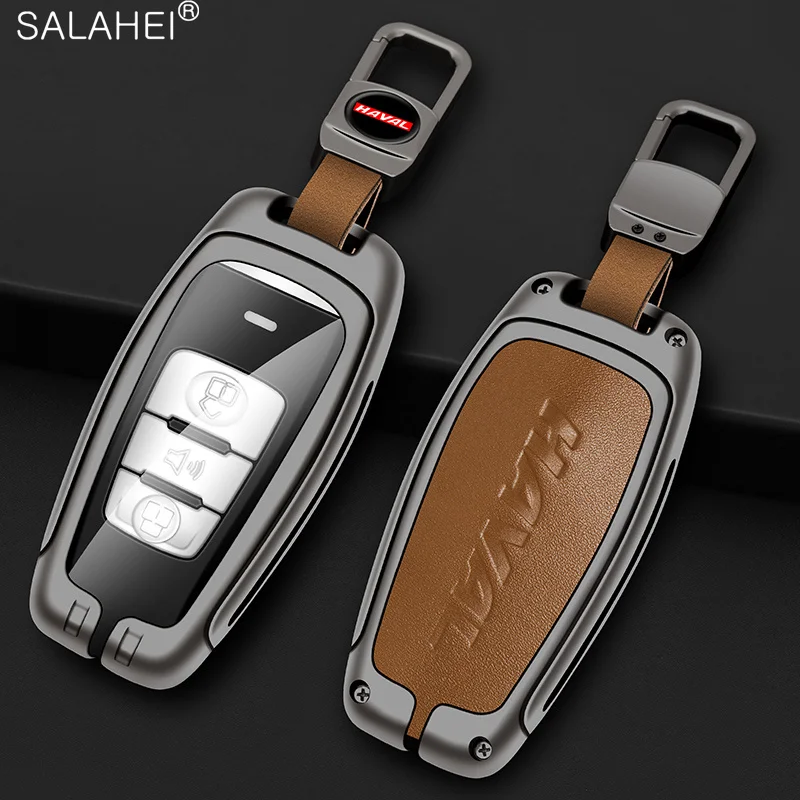 

Metal Leather Car Key Case Full Cover Shell for Great Wall Haval Jolion 2022 H6 H7 H4 H9 F5 F7 F7X F7H H2S GMW Dargo Accessories