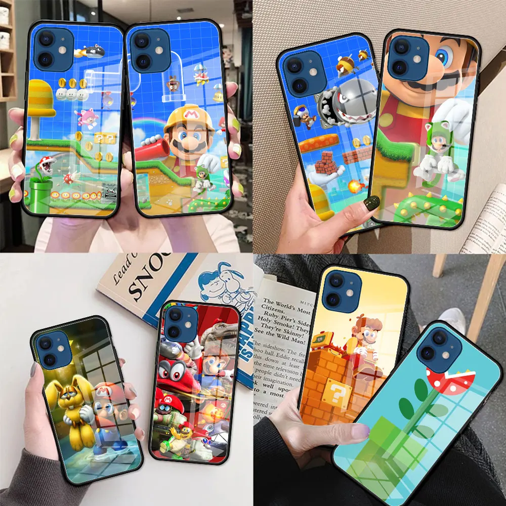 Стеклянный чехол для Apple iPhone 13 11 12 Pro Max смартфона 8 7 Plus SE XR X XS 6 6S Super Mario Big Break |