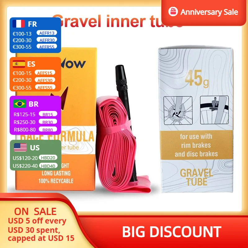 

Внутренняя труба Ridenow для велосипеда, ультратонкая, для гравия 700c 32c-47c MTB, 29 дюймов, супер фотобледная труба, внутренняя труба для велосипеда, Presta Valve SV65 мм/45 мм