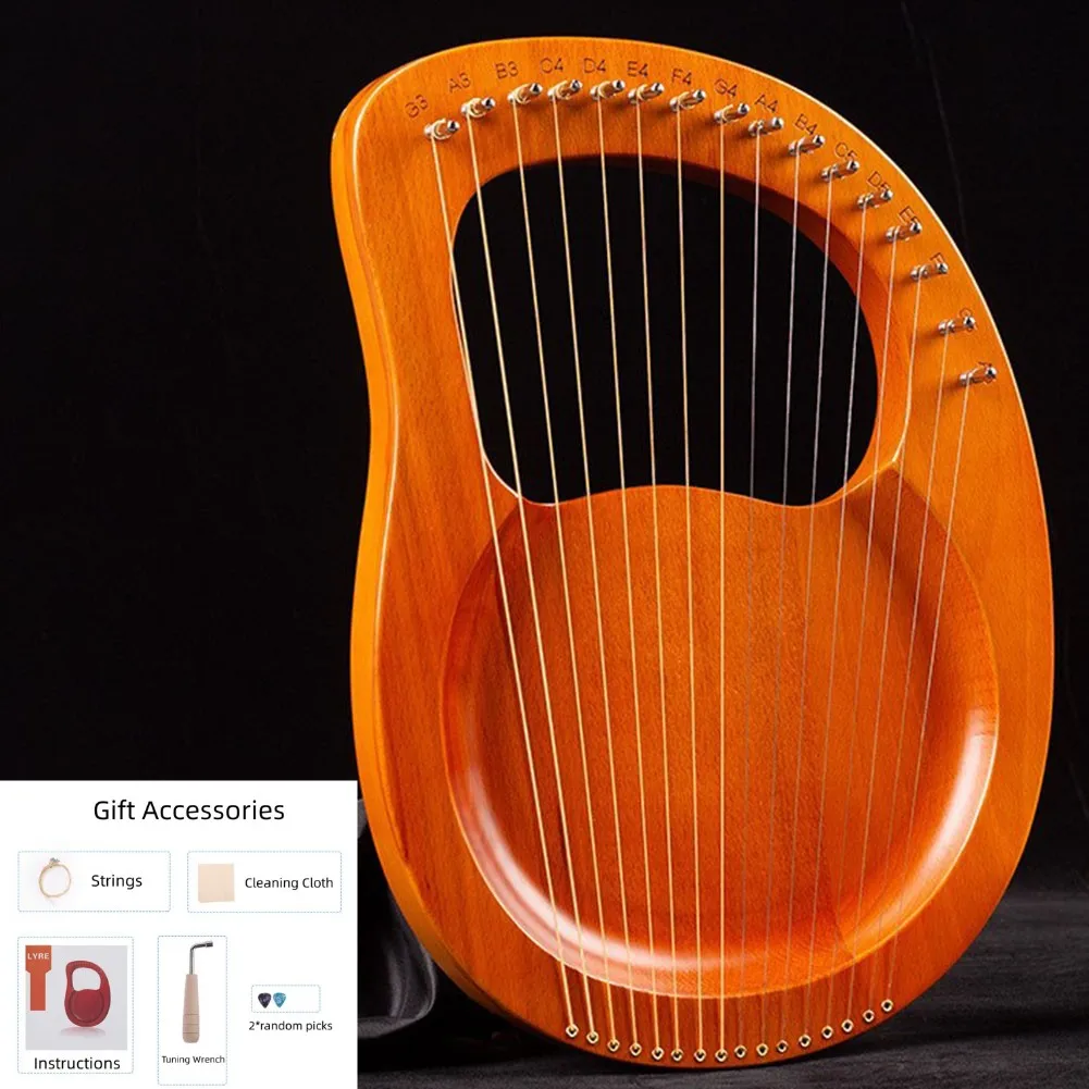

Универсальный пальцевой пианино Harp Lyre Аксессуары для инструментов красное дерево с настраиваемым ключом 2 случайных медиатора чистящая ткань