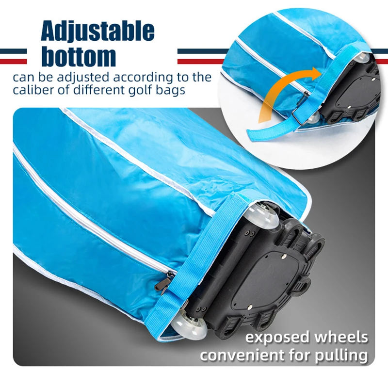 PLAYEAGLE Golf Rain Cover Bag Waterproof and Dustproof Protable Foldable Golf Travel Cover Bag Raincover in Blue//Gray Color