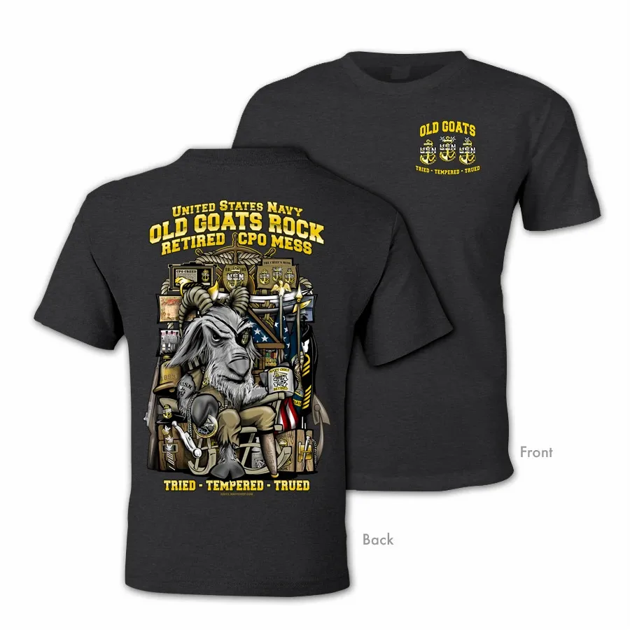 

"Old Goats Rock" US Navy Retired Chiefs T-Shirt Cotton O-Neck Short Sleeve Men's T Shirt Size S-3XL