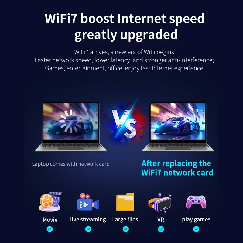 BE200NGW WIFI7 Беспроводной Wi-Fi Bluetooth Совместимость 2 4 5 8G/5G/6 ГГц 8774 Гбит/с Высокая