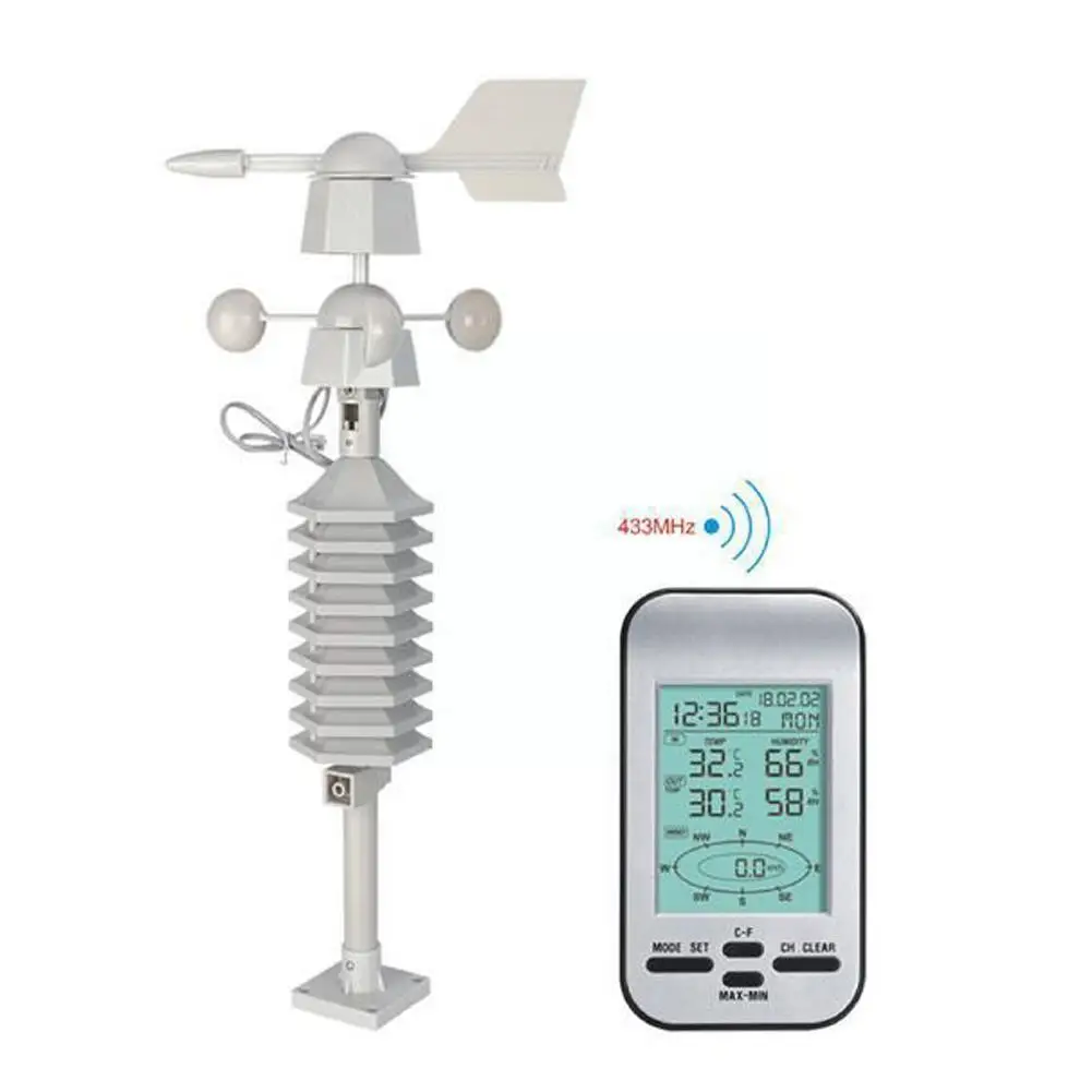 

Home Wireless Weather Station Anemometer Out Wind Speed Chill Wind Digital Humidity Temperature Meter Direction Sensor Y1V5