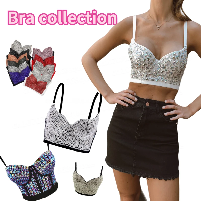 

2022 Women Retro Rhinestone Tops Glitter Corset with Crystals Purple Bustier Sexy Sleeveless Crop Top for Party Club Y2k Clothes