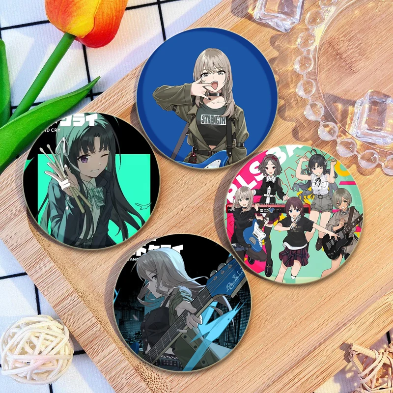 32/44/58mm Round Anime Brooches GIRLS BAND CRY Lapel Pins Cute Cartoon Handmade Badge Backpack Hat Jewelry Accessories Gifts