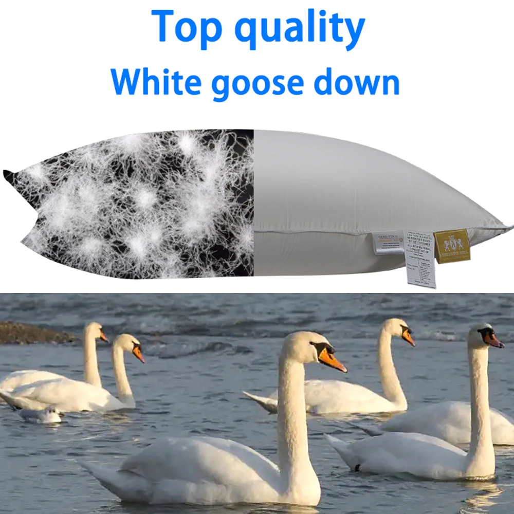 Роскошная подушка из 100% белого гусиного пуха с наполнителем шелковая + хлопковая