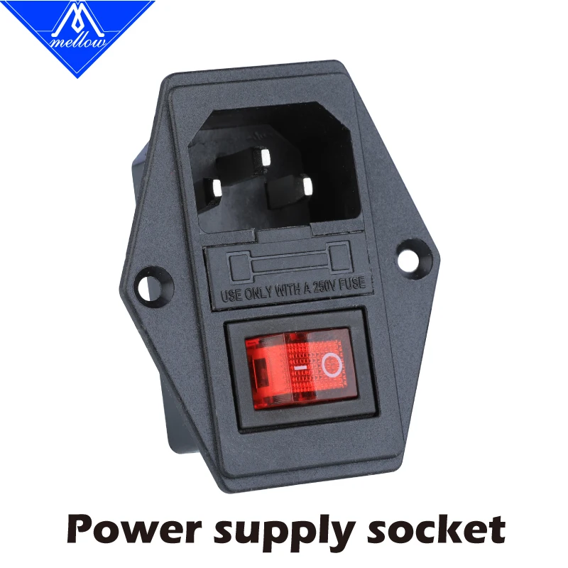 1 шт., детали для 3D-принтера, 10 А, 250 В, 3 в 1, предохранитель, выключатель питания переменного тока для Makerbot/Ultimaker 2/RepRap