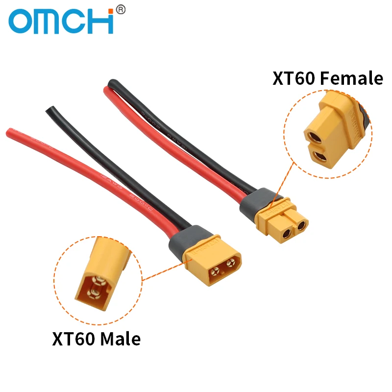 Фото OMCH XT60 Мужской Женский Разъем Батареи С Силиконовым Проводом 12/14AWG Кабелем Для RC Самолета Lipo Батарея Дрон Автомобиль №4