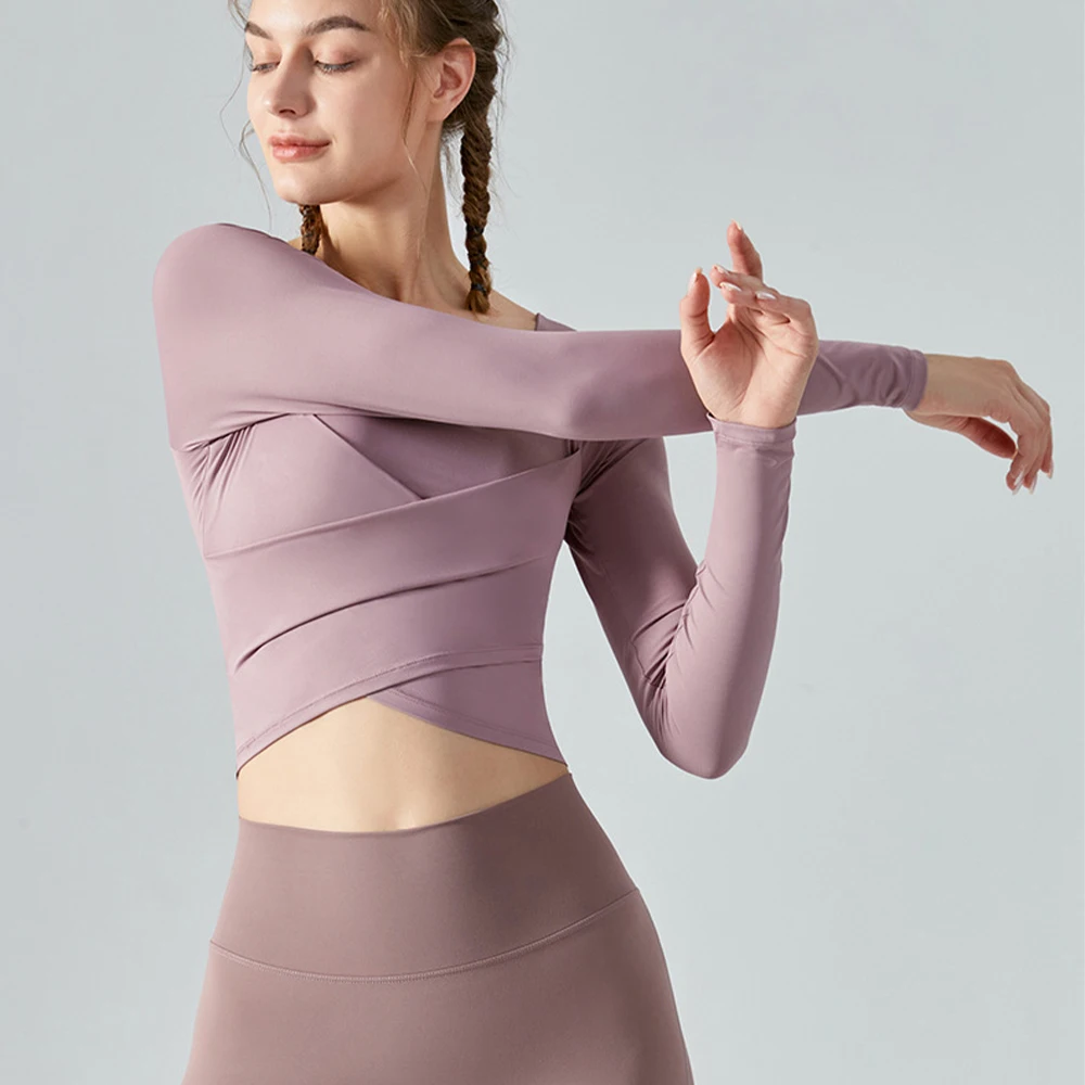 Vnazvnasi Yoga Sport Top Women Long Sleeve Fitness Shirts Slim Tights Crop Top Gym Shirt Workout Women Clothing Yoga Tops