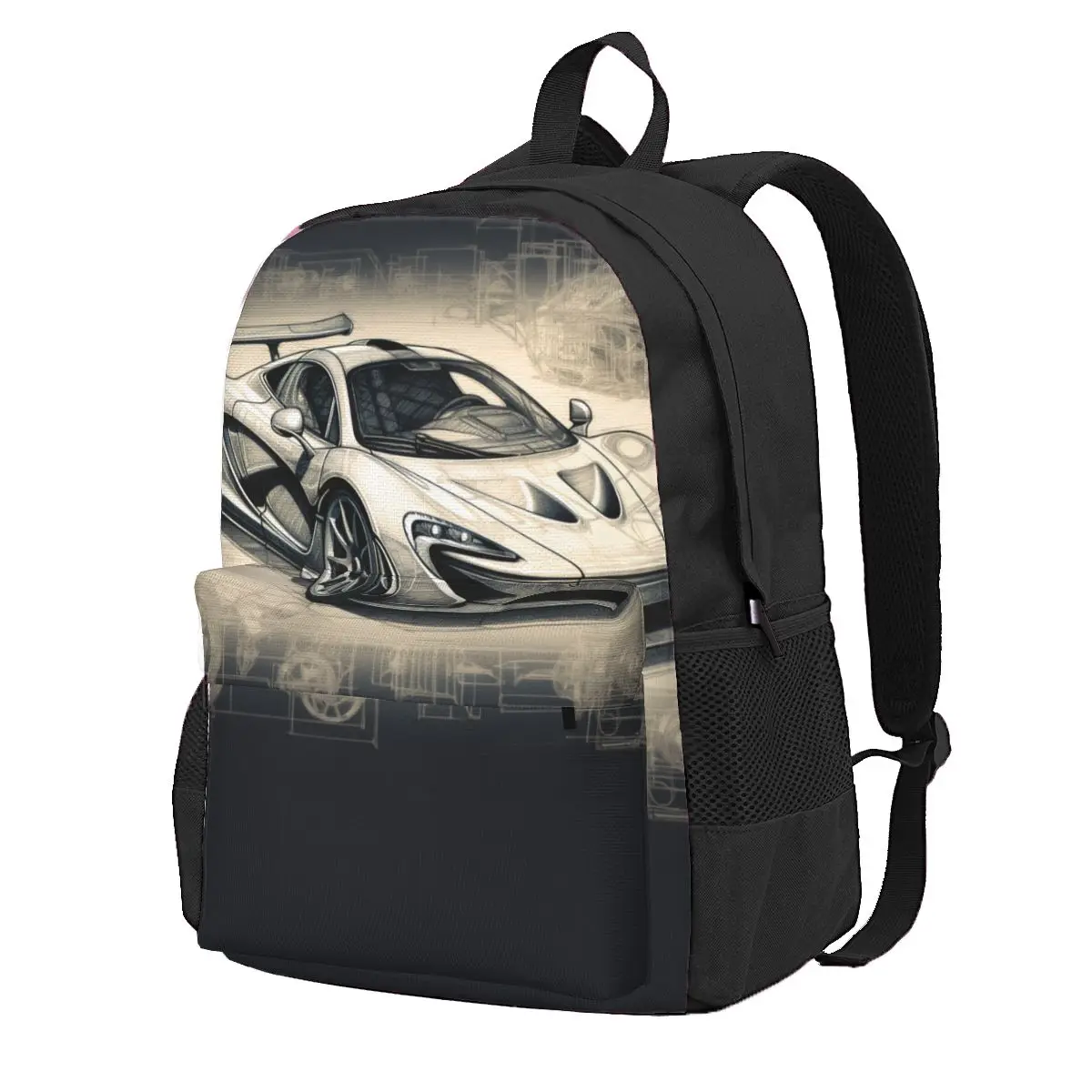 

Powerful Sports Car Backpack Pencil Drawing Schematics Outdoor Style Backpacks Unisex Style School Bags Custom Big Rucksack