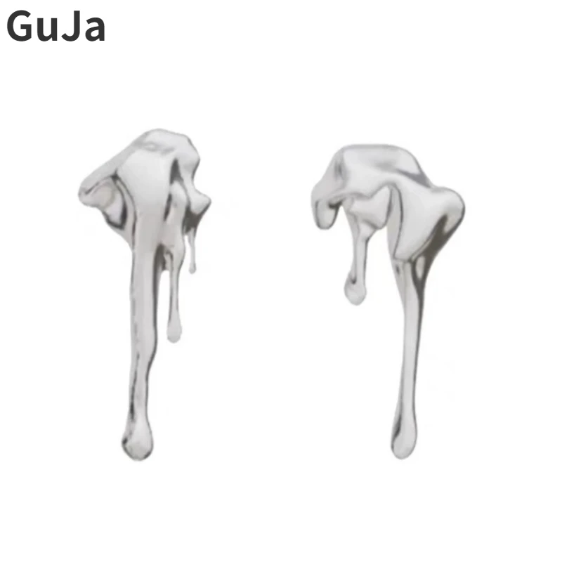 

Modern Jewelry 925 Silver Needle Asymmetrical Metal Stud Earrings For Women Gifts 2023 New Trend Hip Hop Style