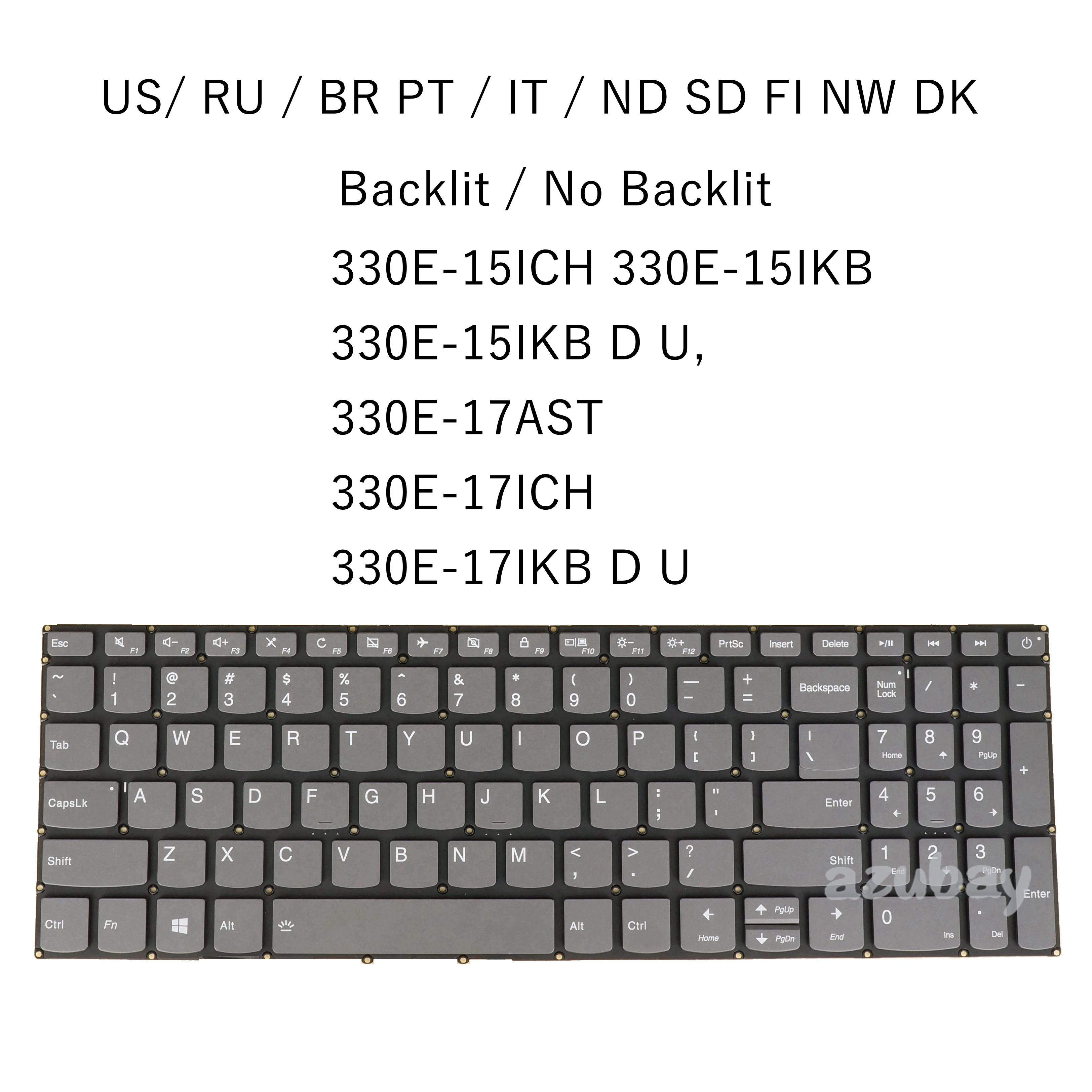 Клавиатура для ноутбука Lenovo Ideapad 330E-15ICH 330E-15IKB 330E-17AST 330E-17ICH 330E-17IKB US Russian Italian Nordic BR Portugues on.
