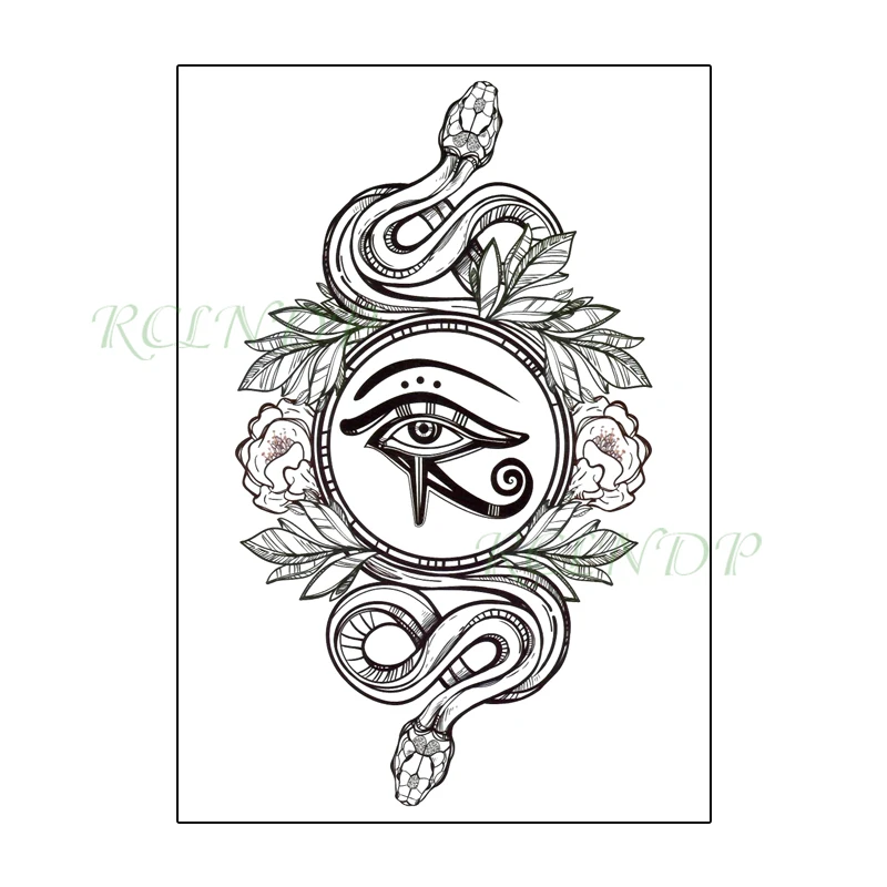 

Waterproof Temporary Tattoo Sticker Snake Eye Flower Fake Tatto Flash Tatoo Back Leg Big Size Art for Women Men