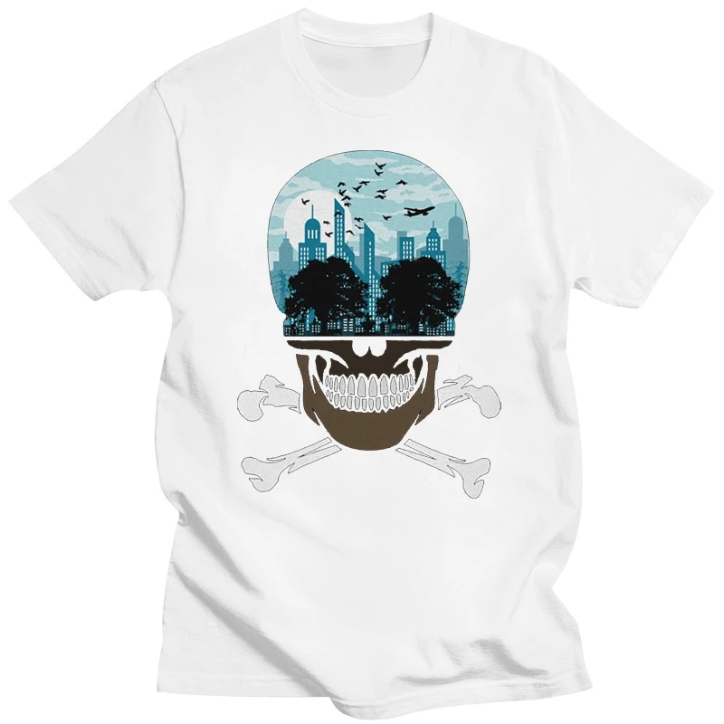 

Death City Skull Brain City In Head Film Mashup Ship Dtg Mens T Shirt Tees Style Round Tee Shirt