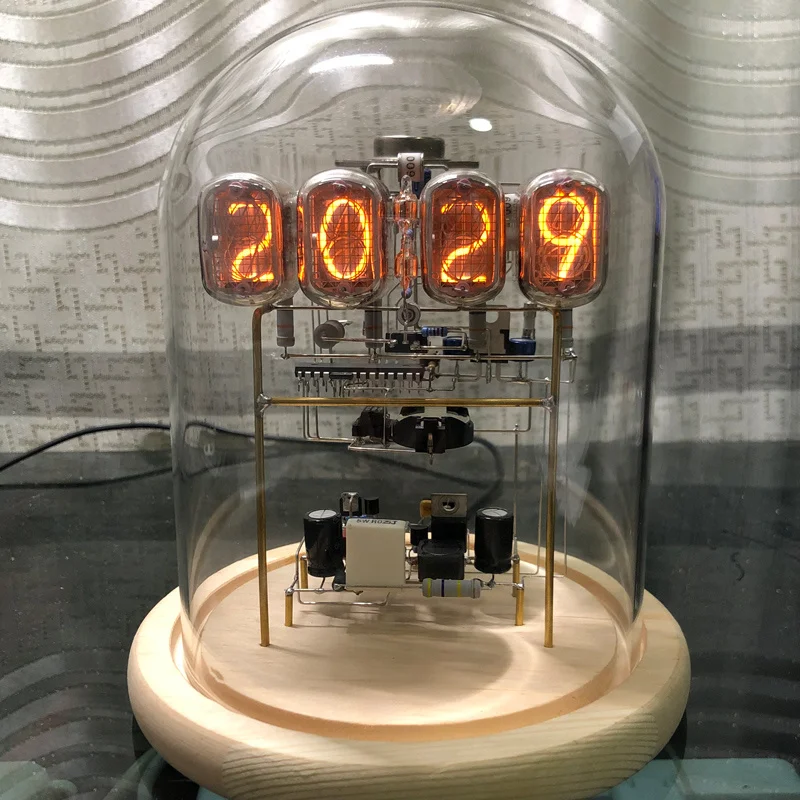 

IN-12 Retro Glow Tube Clock Cyberpunk Desktop Creative Clock Technology Ornaments Handmade Circuit Teaching With Remote Control