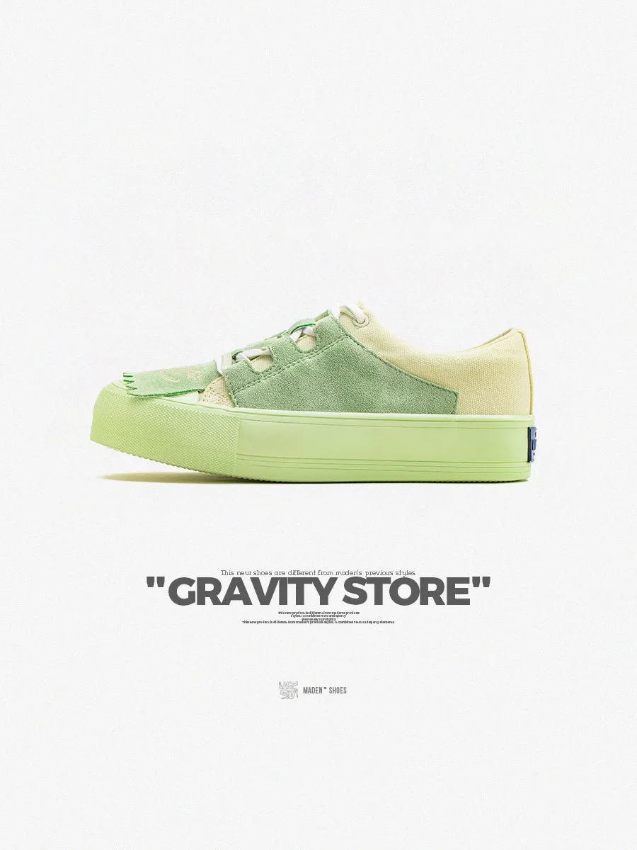 Maden 2023 Spring New Platform Skateboard Shoes for Women Low Top Trendy Casual Sport Shoes Lace-Up Walking Flat Canvas Sneakers