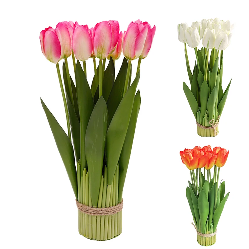 

Fake Tulips Real Touch Faux Tulips Flowers Bouquets For Party Wedding Home Room Decoration 7/10pcs Artificial Flowers Yellow