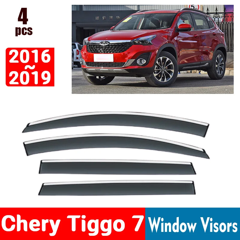 FOR Chery Tiggo 7  2016-2019 Window Visors Rain Guard Windows Rain Cover Deflector Awning Shield Vent Guard Shade Cover Trim