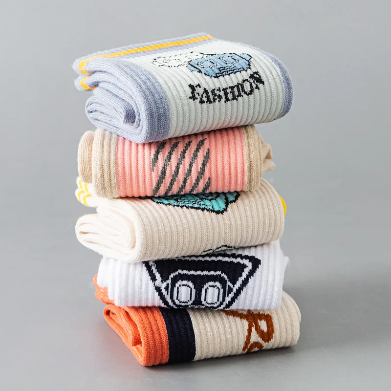 Robot socks men's and women's pure cotton socks in the tube cotton deodorant sweat-absorbing short tube sports socks