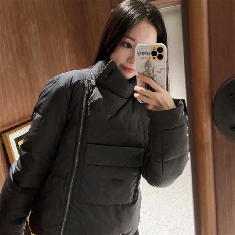 Plus Velvet Thick Thick Men's and Women's Down Jacket Autumn and Winter New Casual Simple Loose Wild Embroidery Down Jacket