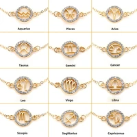 zodiac bracelet women luxury accessories women bracelet round hollow inlaid zircon couple jewelry korean fashion accessories