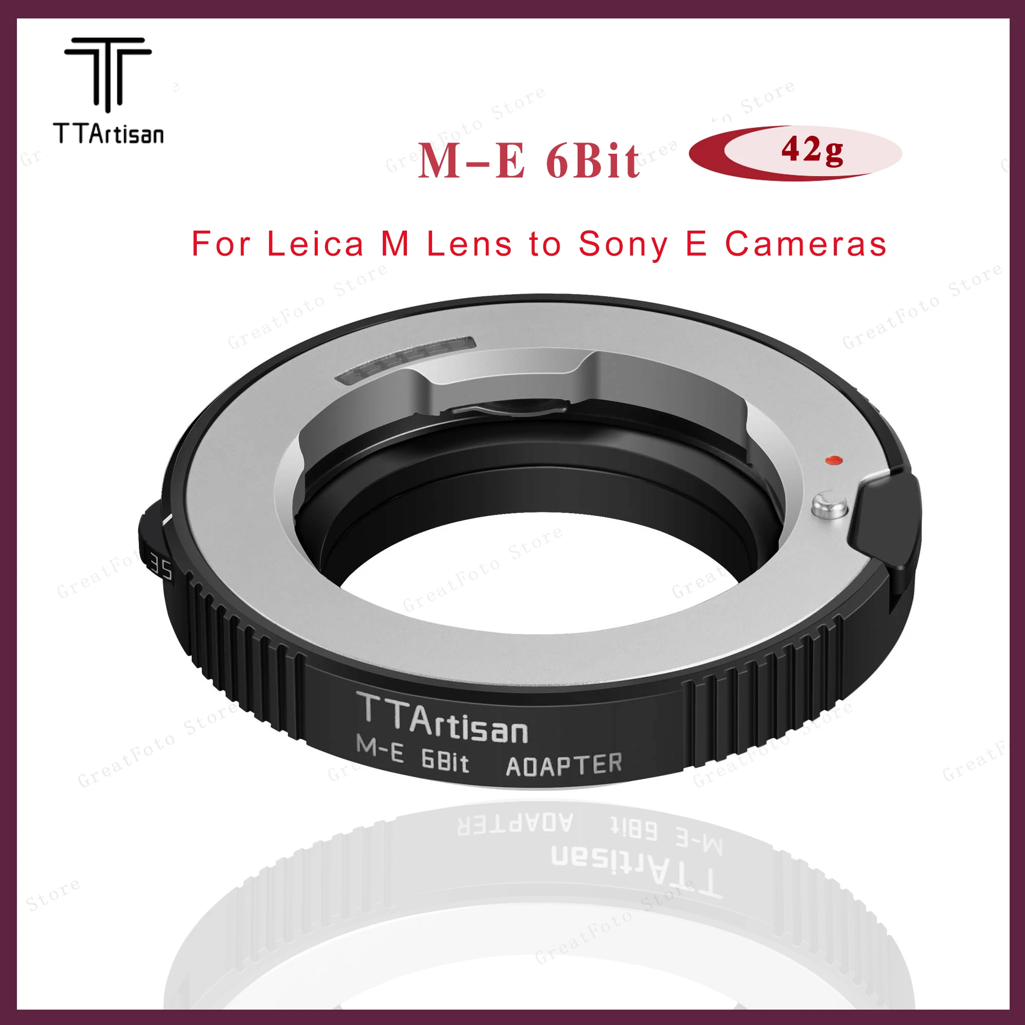

TTartisan M-E 6Bit Adapter Ring For Leica M Lens to Sony E Camera Support Turn On Body Image Stabilization and Exif Transmission