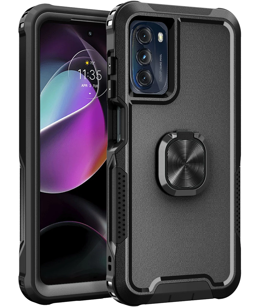 

Противоскользящий усиленный противоударный чехол для телефона Motorola Moto G 5G 2022 дюйма магнитный металлический чехол-накладка с кольцом-держат...