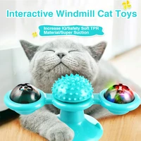 windmill pet toy interactive cat toys for cats puzzle cat game toy with whirligig turntable for kitten brush teeth pet supplies