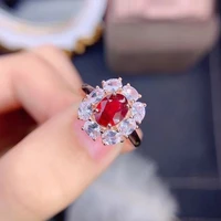 meibapj new burning ruby gemstone fashion flower ring for women real 925 sterling silver fine wedding jewelry