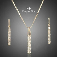 creative fashion gold plated cylindrical rod earrings necklace set accessories women new temperament couple jewelry