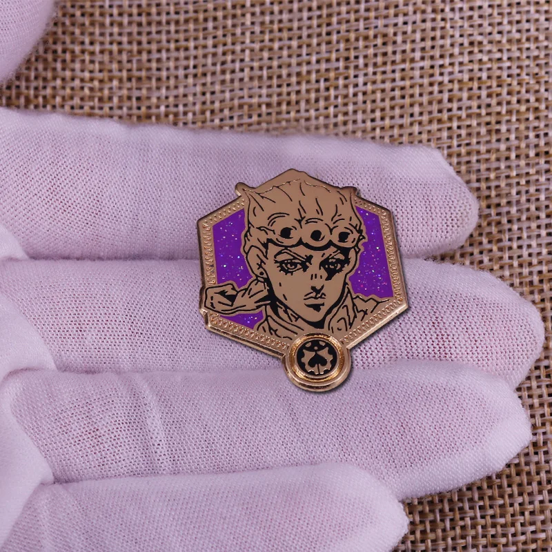 Anime JoJo's Bizarre Adventure GIOGIO Giorno Giovanna Cartoon Copper Enamel Clothes Hat Bag Lapel Badge Brooch Pin Accessories |