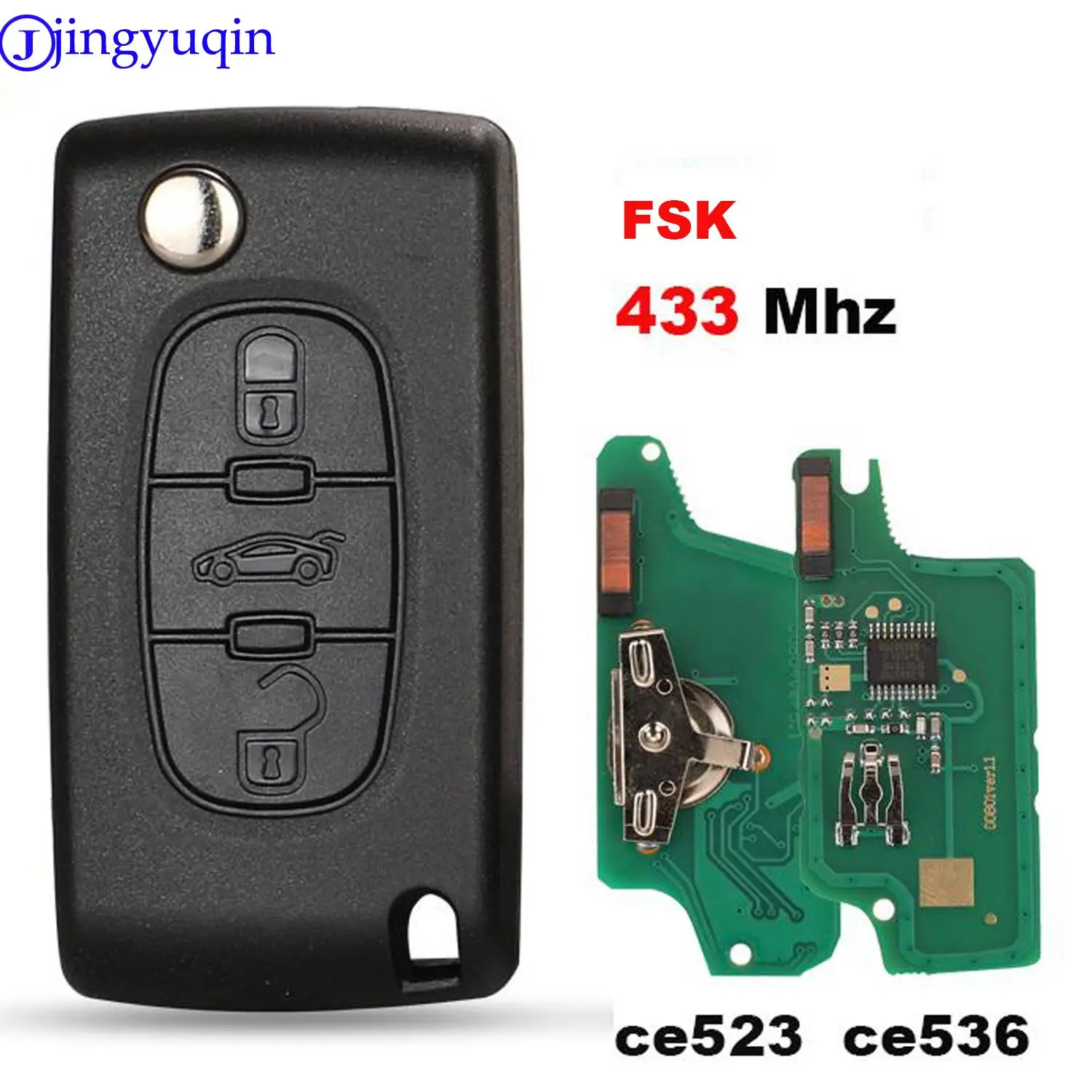 Jingyuqin 433 МГц FSK ключ для Peugeot 207 307 407 208 308 408 607 CITROEN C1 C2 C3 C4 C5 Berlingo Picasso CE0523 Ce0536