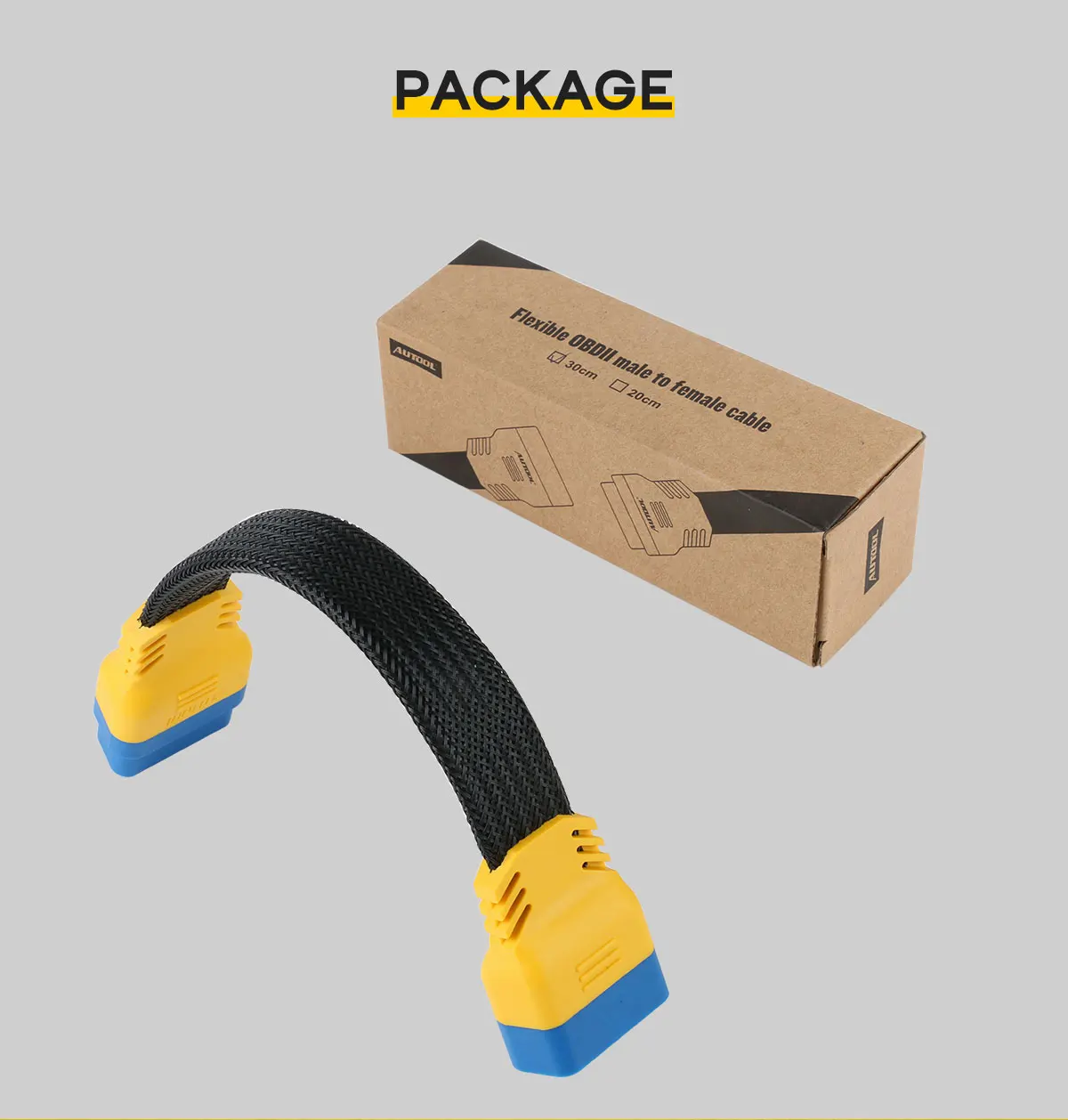 Расширенный Удлинительный кабель AUTOOL 20 см OBD2 для Launch IDIAG/Easydiag/Pro/GOLO/Mdiag/ELM327