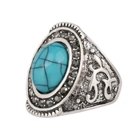 tibet silver plated vintage male finger rings tribal turquoise bead dot rings bohemian jewelry fine jewelry gift