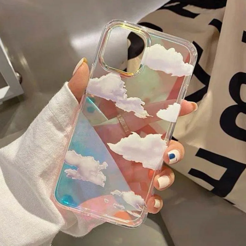 

Fashion Aurora Clouds Transparent Case for iPhone 12 11 Pro Max Gradient Soft TPU Dream Cover For iphone 13 SE 2020 X Xs Xr 8 7