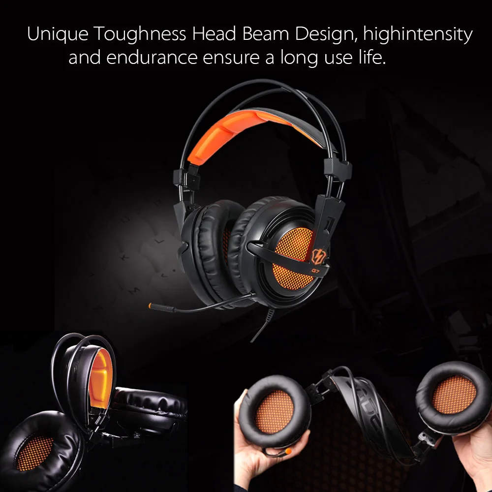SADES G7 Высокопроизводительные 7.1 Наушники с USB для ПК Deep Bass Игровые наушники
