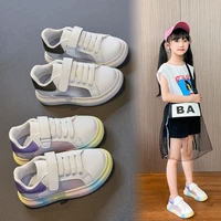 children white shoes 2022 new fashion girls boys rainbow pu leather mesh breathable sneakers kids casual shoe young baby shoes