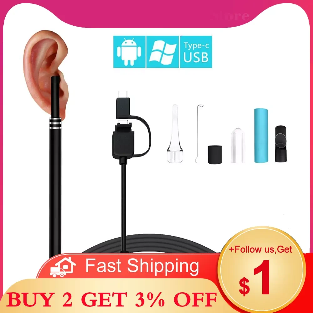 

Endoscope camera type c for android mobile tablet Ear Cleaning mini Waterproof OTG ear camera Soft Inspection for Car Otoscope