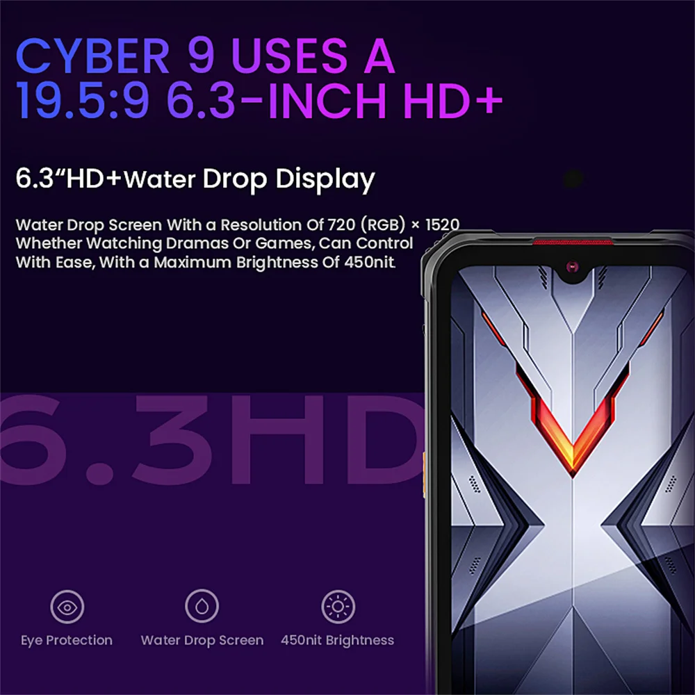 Hotwav Cyber 9 Pro Rugged Smartphone 4G Octa Core 8GB+128GB Helio P60 Mobile Phone 6.3Inch HD 48MP Rear Camera 7500mAh Cellphone