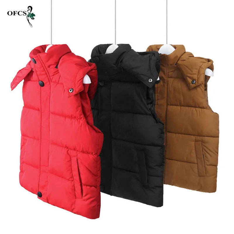 

Child Waistcoat New Arrival Outerwear Winter Coats Kids Warm Hooded Vests Cotton Baby Clothes Boys Girls Vest Age 5-15 Years Old