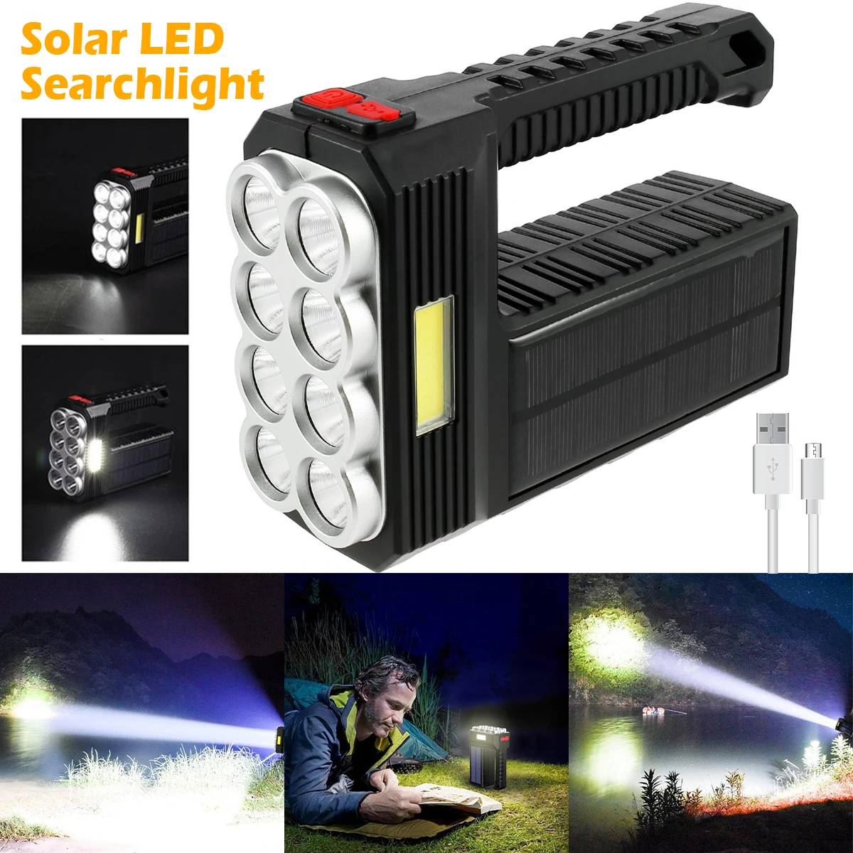 

Светодиодный прожектор на солнечной батарее с зарядкой от USB, 1200 мАч