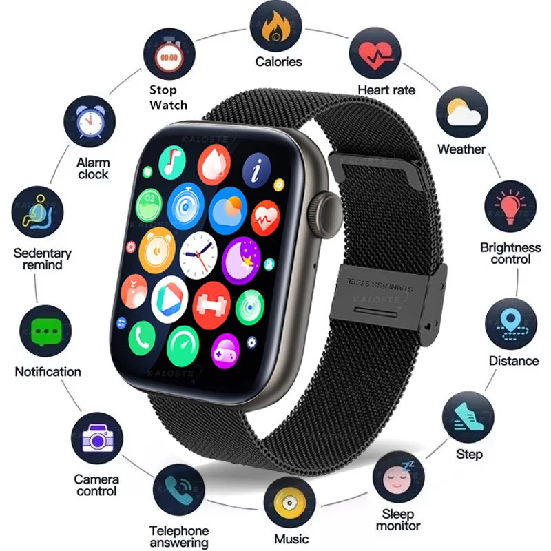 

Смарт-часы с Bluetooth вызовом для мужчин и женщин, 1,8 дюйма, большой экран, модные часы, монитор сердечного ритма, умные часы для девушек, для IOS ...