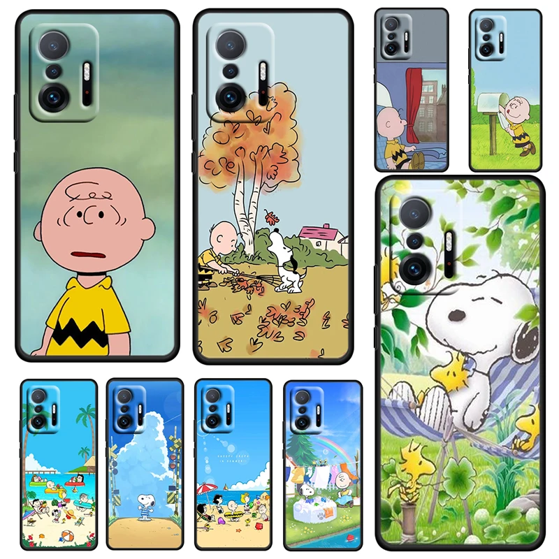 

Sunshine Anime Snoopy For Xiaomi 11 11T 10T 5G Note 10 Mi 9T Ultra Pro Lite TPU Soft Silicone Black Phone Case Funda Coque Capa